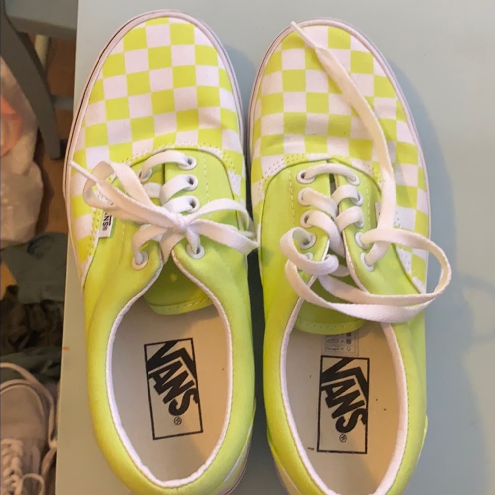 Vans Neon Green Checkered Sneakers